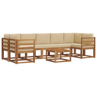vidaXL Conjunto De Sof&aacute;s De Exterior Con Coj&iacute;n 8 Pcs Natural Y Beige Vidaxl