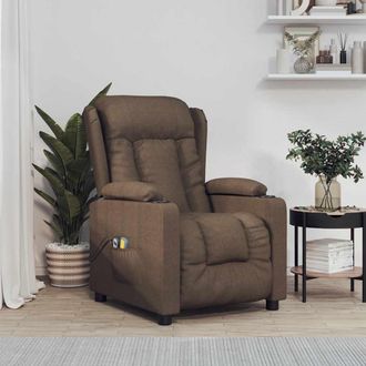 vidaXL Sill&oacute;n De Masaje El&eacute;ctrico Tela Marr&oacute;n Vidaxl