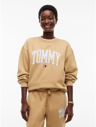 Tommy Hilfiger Womens Varsity Tommy Logo Crewneck Sweatshirt - Classic Khaki - XXL