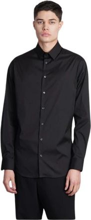 Emporio Armani Overhemd met Franse kraag - Heren - Casual Overhemden - Zwart - 7XL - Katoen - Overhemden