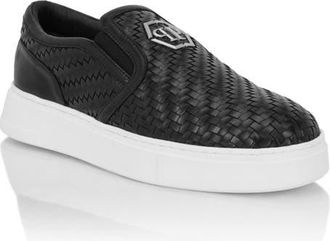 Philipp Plein Weaved Leather Slip-On Shoes Hexagon Men in Black at Nordstrom, Size 39