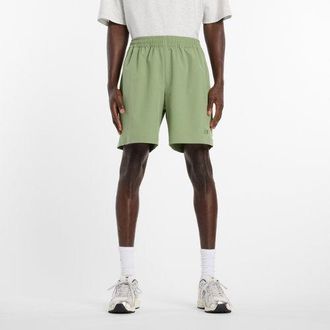 New Balance Hombre Athletics Stretch Woven Short 7 en Verde, Polywoven, Talla XL