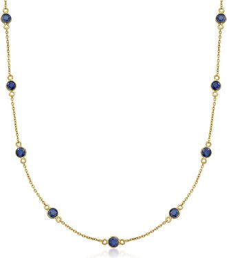 Ross-Simons Sapphire Station Necklace in 18kt Gold Over Sterling