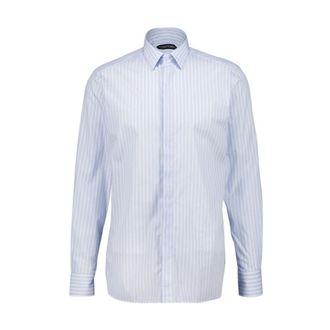 Tom Ford Striped Twill Classic Fit Shirt - male - Tom Ford - Formal Shirts - Blue - XL - Shirts