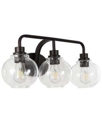 Jonathan Y Designs Jonathan Y Sandrine 26.25In 3-Light Iron/Seeded Glass Cottage Rustic Led Vanity Light
