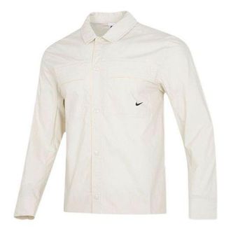 Nike Mens Nike Solid Color Woven Long Sleeves Autumn White Shirt DM6640-104