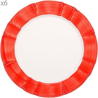 Arcucci Set of 6 Provence Red Stripe Flat Plate