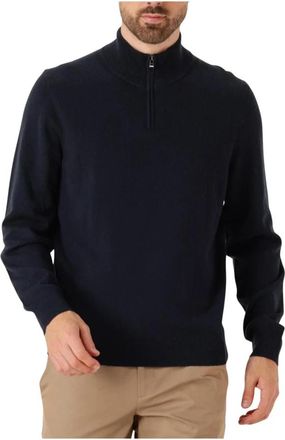 HUGO BOSS H-Hemarlo Half Zip Sweater - Heren - Coltruien - Blauw - 2XL - Wol - Truien & Vesten