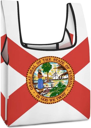 Generic Florida Flag Reusable Shopping Bags Lightweight Foldable Grocery Bag Polyester Washable Tote Bag
