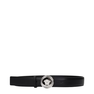 Versace Damens G&uuml;rtel Leder Schwarz/Silber