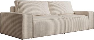 Vente-Unique Sof&aacute; cama de 4 plazas convertible de pana color beige AMELIA