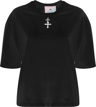 Chiara Ferragni T-shirt - Dames - T-shirts - Zwart - 2XS - Katoen - Tops