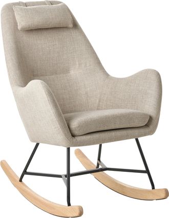 Beliani Beliani - Silla Mecedora Tapizada En Tela Beige Patas De Metal Patines De Madera Estilo Moderno Arrie