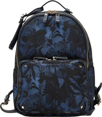 Valentino Navy Black Nylon Backpack (Pre-Owned)