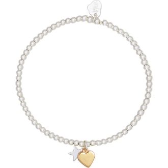 Estella Bartlett Sienna Heart & Moon Charm Bracelet in Gold And Silver at Nordstrom