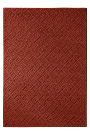 Wecon Home Alfombra de lana con relieve rojo ladrillo 160x230
