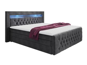 Mirjan24 Mobilier1 - Cama Continental Nashville 124, Continental, Doble, 160x200, Tapiz, Somieres, 180x220x115cm, Led