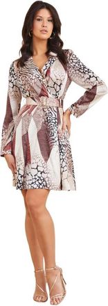Marciano Sophia Flare Jurk - Dames - Korte kleedjes - Beige - XL - Polyester - Kleedjes