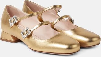 Roger Vivier Tres Vivier metallic leather Mary Jane pumps