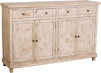 Wanderlust Deco Aparador de madera artesanal beige 160x40x100h cm