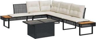 vidaXL Vidaxl - Set De Sof&aacute;s Jard&iacute;n 2 Pzas Con Cojines Rat&aacute;n Pe Y Vidrio Negro