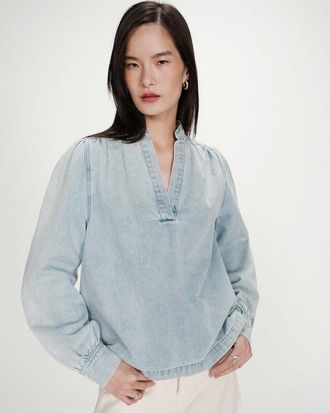Grace & Mila Denim blouse met V-hals VALORY
