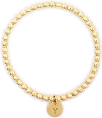 Meshmerise Initial Charm Ball Stretch Bracelet in Yellow-Y at Nordstrom Rack