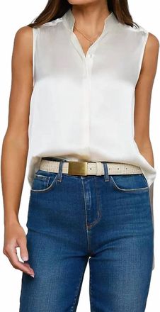 L'agence Phoebe Sleeveless Band Collar Blouse In Ivory