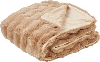 Beliani Beliani - Modern Bedding Throw Polyester Faux Rabbit Fur Blanket Shaggy Fuzzy 150 x 200 cm Bedroom Brown Salka