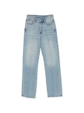 Diesel Light Blue Straight-Leg Jeans with Logo Detail