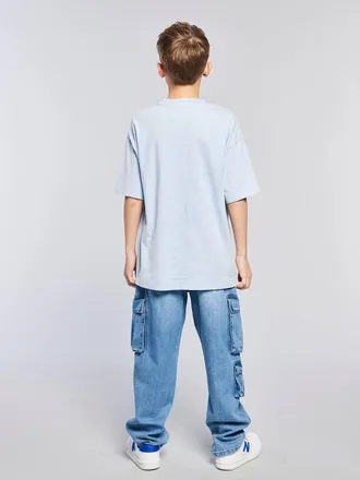 Jonen 2er-Pack Kinder T-Shirts JONEN, Oversized-Form himmelblau