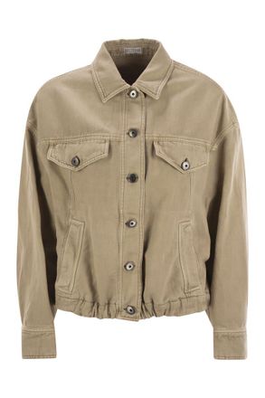 Brunello Cucinelli Brunello Cucinelli Womens Four-pocket Jacket In Garment-dyed Cotton-linen Cover-up With Moniline - Sage Green - Size EU 44 (Womens)