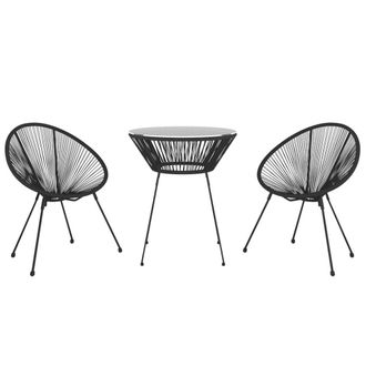 Berkfield Home Timeless 3 Piece Outdoor Dining Set PVC Rattan Black