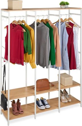 Relaxdays Perchero Relaxdays, Abierto, Armario, Estantes Y Barra, Hbt: 180 X 141 X 40 Cm, Perchero, Metal, Blanco/madera