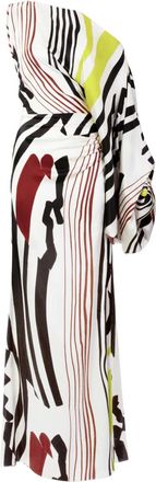 Silvia Tcherassi Dotty asymmetrische gestreepte jurk - Wit