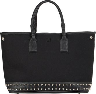 John Richmond Tote Bag met Studded Bodem en JR Logo - Dames - Shoppers - Zwart - ONE Size - Katoen - Tassen