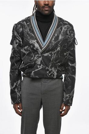 Kiko Kostadinov Marble Effect Virgin Wool VALAKAS Jacket with Ribbed Shawl C size 48