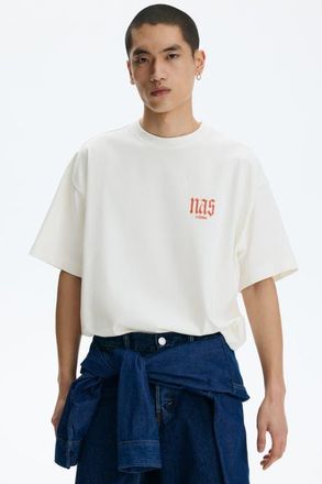 H&M Oversized fit t-shirt in White/nas at Nordstrom, Size X-Large