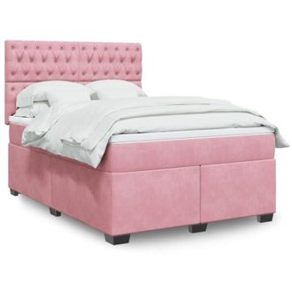 vidaXL Vidaxl - Cama Box Spring Con Colch&oacute;n Terciopelo Rosa 160x200 Cm