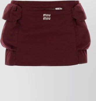 Miu Miu cotton mini skirt bow detail zip pocket