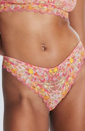 Savage x Fenty Sunray Lace Thong in Acacia Pink at Nordstrom, Size X-Large