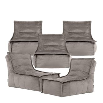 Icon Brand Dolce Large Beanbag Lounger, Velvet (5-Pack) in Charcoal