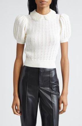 Alice & Olivia Chase Puff Sleeve Wool Blend Sweater in Soft White at Nordstrom Rack, Size X-Small
