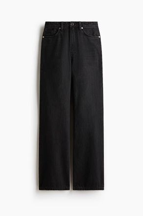 H&M Wide High Waist Jeans in Washed Black at Nordstrom, Size 18