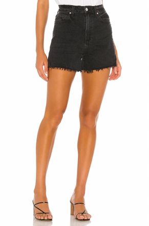 Paige Dani High Waist Cutoff Denim Shorts In Dark Raven