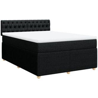 vidaXL Vidaxl - Cama Box Spring Con Colch&oacute;n Tela Negro 140x190 Cm