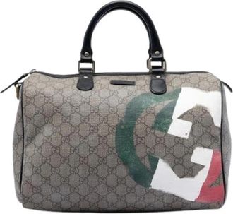 Gucci Pre-owned Boston Bag - Dames - Vintage Handtas - Beige - ONE Size - Leer - Vintage