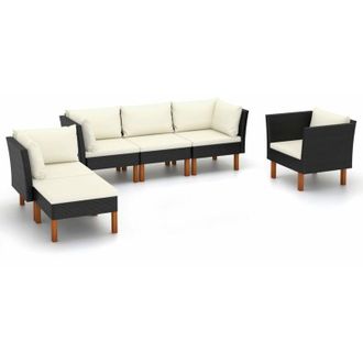 vidaXL Vidaxl - Set Muebles De Jard&iacute;n 9 Pzas Rat&aacute;n Sint&eacute;tico Eucalipto Negro