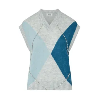 Liu Jo Argyle Vest met Juwelenborduursel - Dames - Truien - Veelkleurig - Maat: S Wol