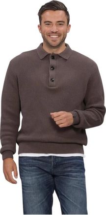 Butcher of Blue Galway Polo LS - Heren - Polos - Bruin - M - Tops